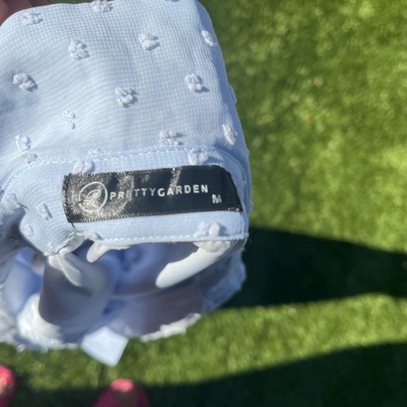 women’s baby blue maxi dress w front butons elastic waist sze M by Pretty Garden - Picture 5 of 5